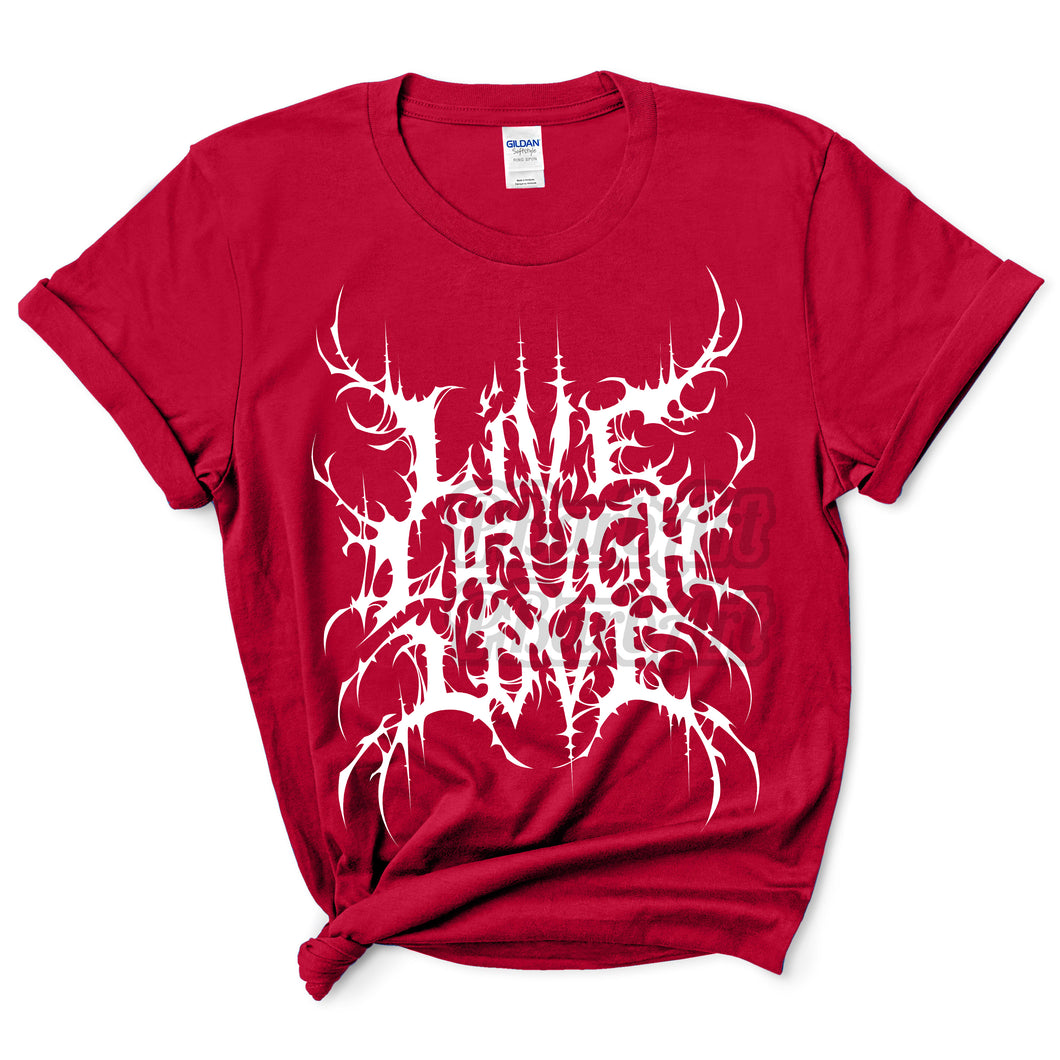 Live Laugh Love (XL Tee) White on Red - READY TO SHIP!!