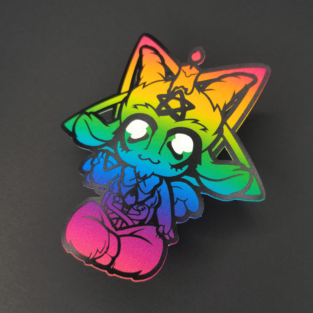 Chibi Baphomet - Rainbow (Vinyl Sticker)